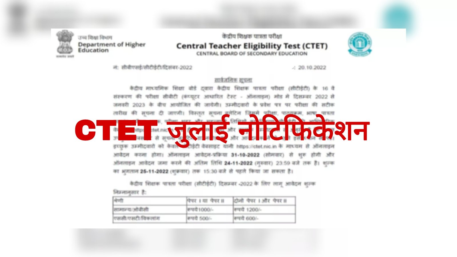 CTET Notification 2025